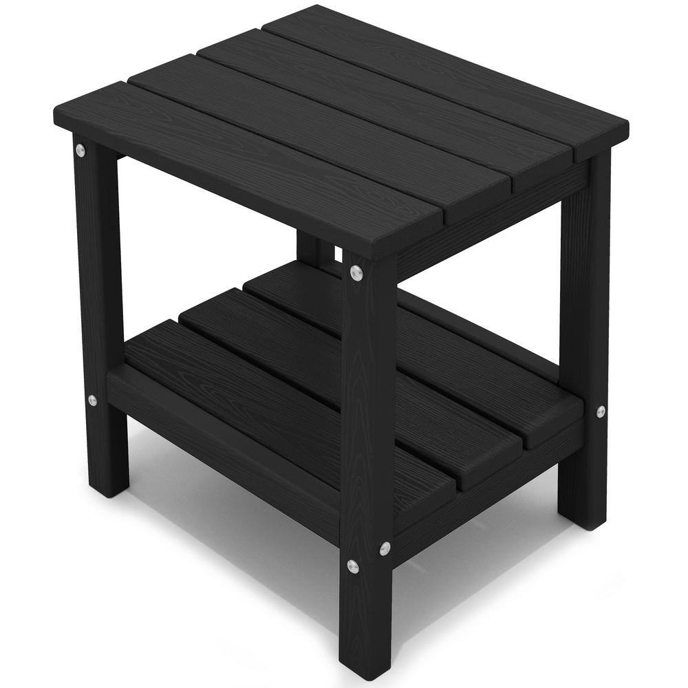 JEAREY Adirondack Square Resin Outdoor Side Table in Black PSCJ-Black ...