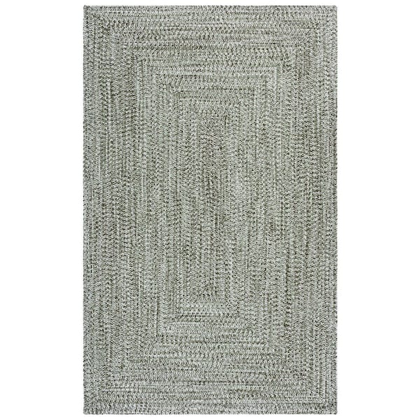 Braided 3 ft. x 5 ft. Green Solid Color Modern Washable Area Rug