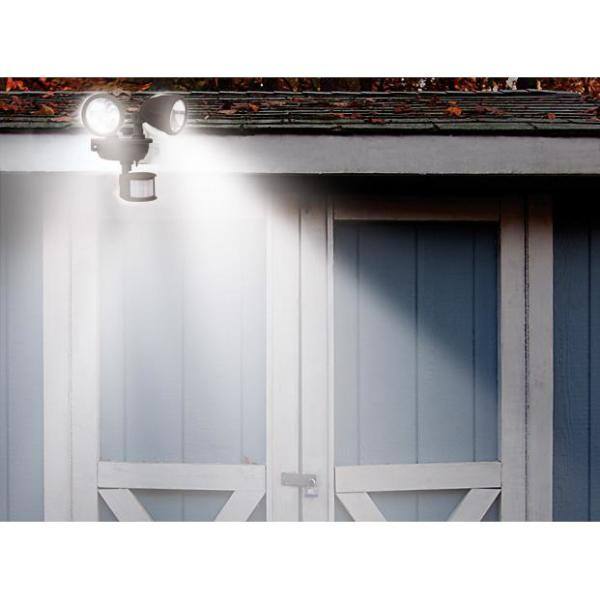 Off-White Solar Powered Dual Head LED Security Flood Light