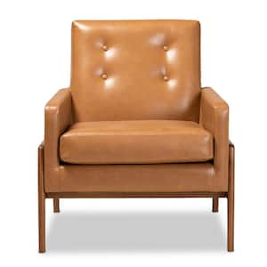 Perris Tan and Walnut Brown Lounge Chair