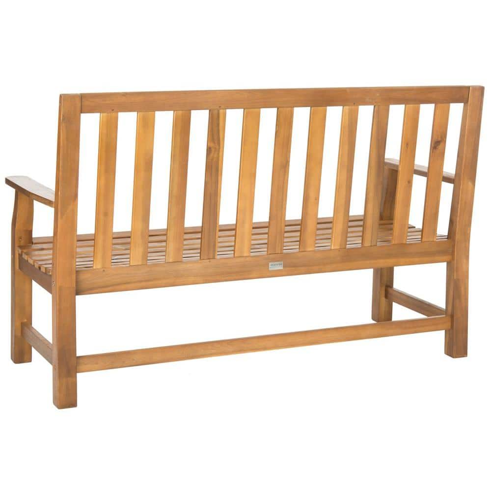 Transitional 60'' Acacia Wood Outdoor Bench in Natural Brown
