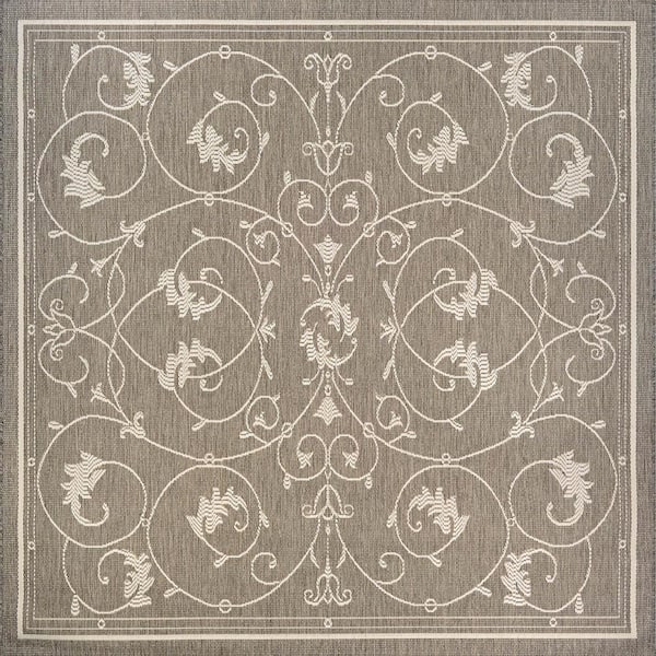 Couristan Recife Veranda Champagne-Taupe 9 ft. x 9 ft. Square Indoor/Outdoor Area Rug