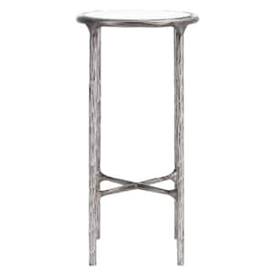 Jessa 12 in. Silver Round Glass End Table