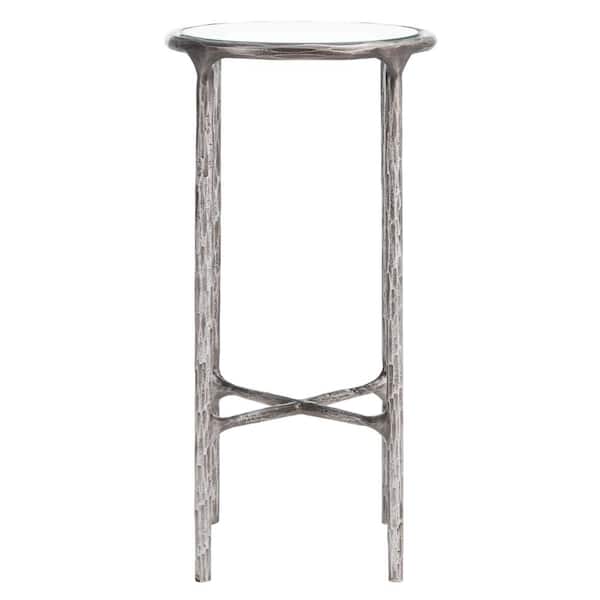 SAFAVIEH Jessa 12 in. Silver Round Glass End Table
