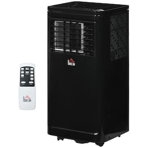 8,000 BTU Portable Air Conditioner Cools 170 Sq. Ft. with Dehumidifier, Fan, Remote and Wheels in Black