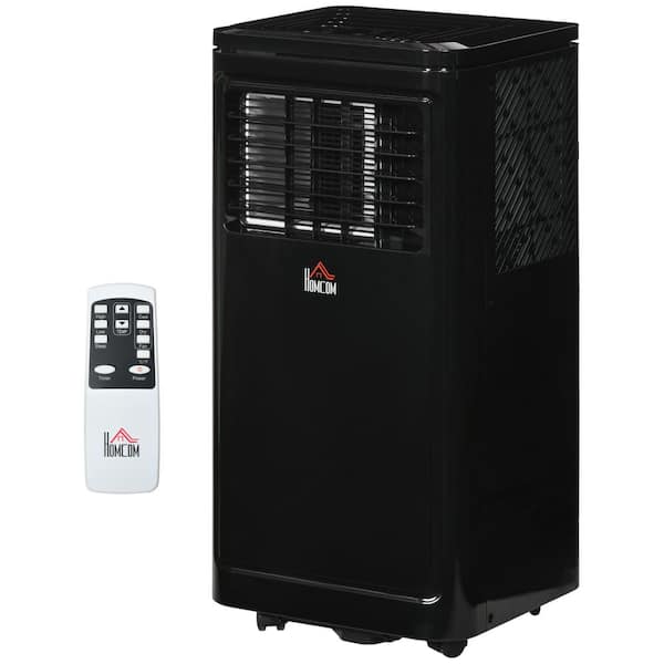 HOMCOM 8,000 BTU Portable Air Conditioner Cools 170 Sq. Ft. with Dehumidifier, Fan, Remote and Wheels in Black