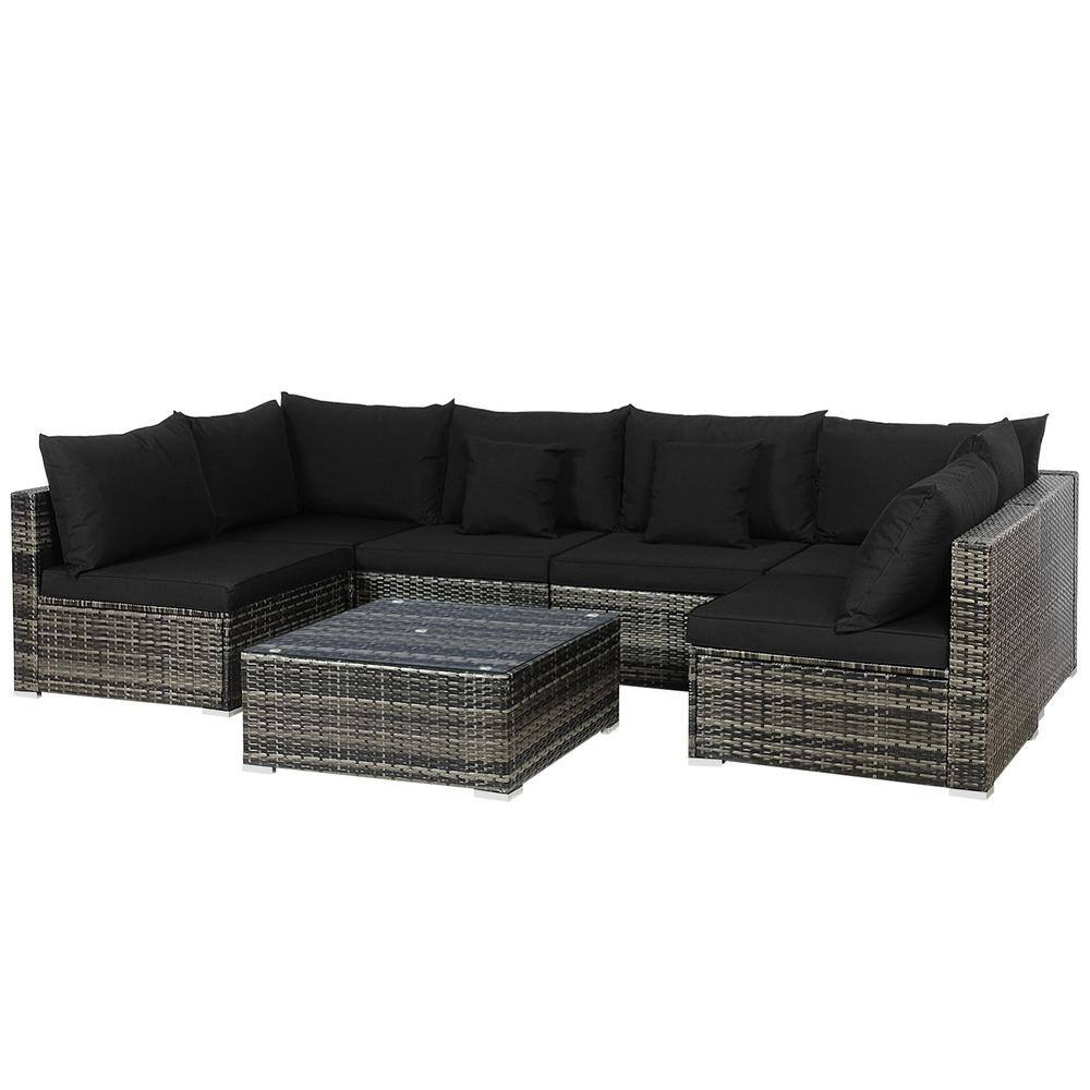 7-Piece Wicker Patio Conversation Set with Black Cushions price history on PriceWatchPro