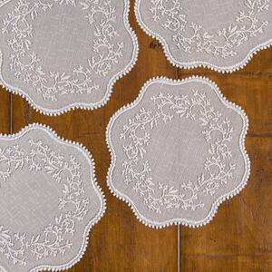 Sheer Divine 12 in. White Round Doily (Set of 4)