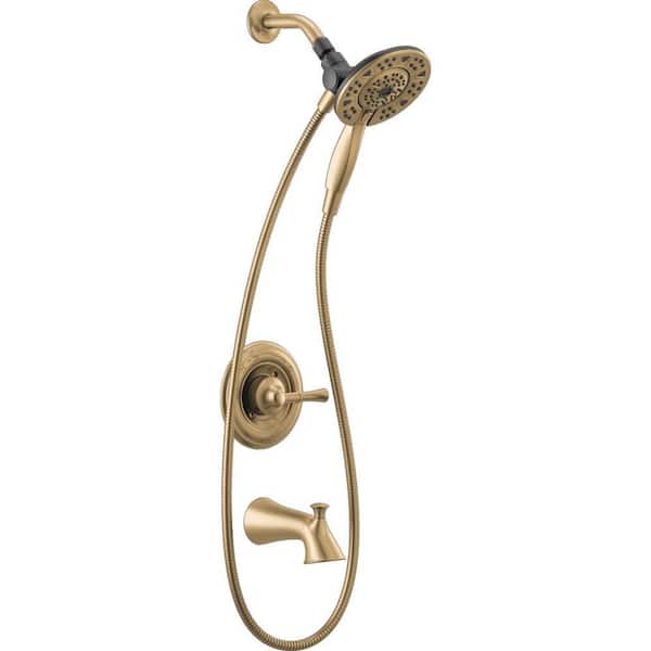 Delta Chamberlain In2ition Single-Handle 4-Spray Tub and Shower Faucet in Champagne Bronze (Valve Included)