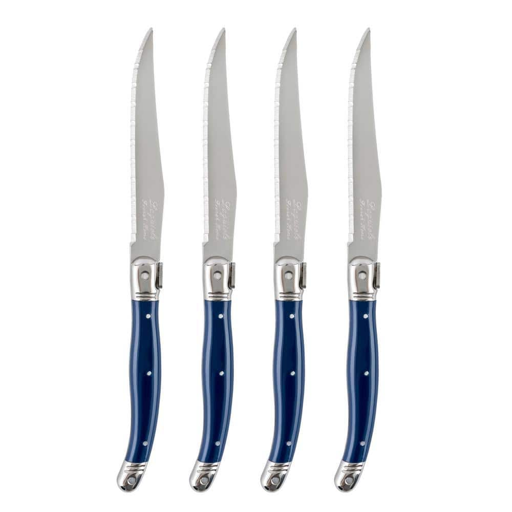 French Home Laguiole 4-Piece Stainless Steel Navy Blue Steak Knife