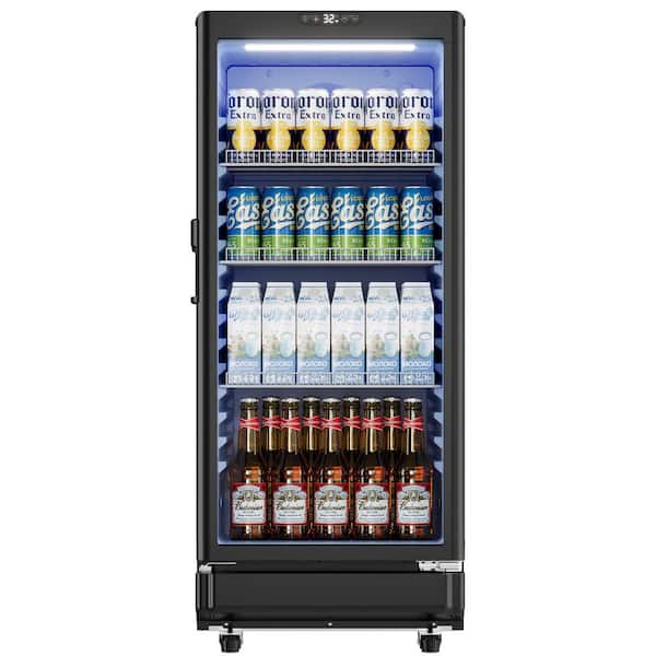 21.3 in. W Single Zone 220-Cans Freestanding/Built-in Beverage Refrigerator Cooler in Black with Interior Light