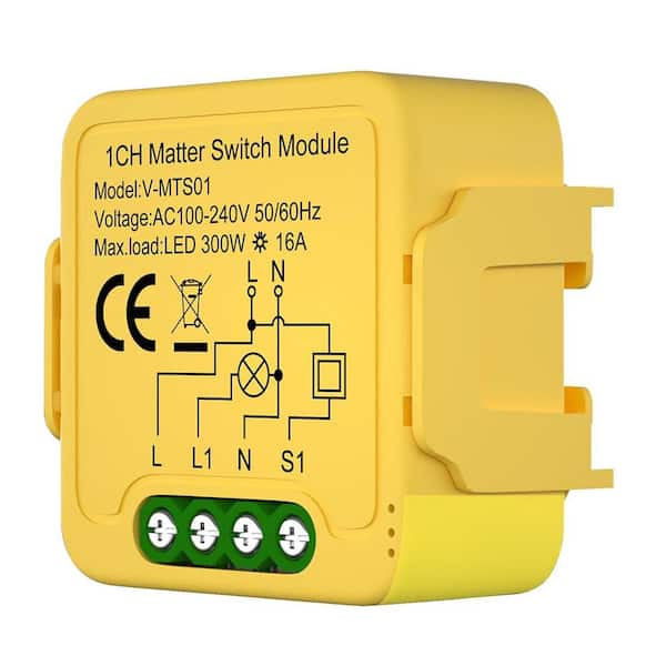 100-240-Volt Smart Switch Module DIY Light Relay Remote Control Compatible with Alexa Siri Google (1-Pack)