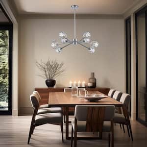 Sequoia 8-Light Polished Chrome Modern Sputnik Chandelier Light Fixture with Clear Glass Shades