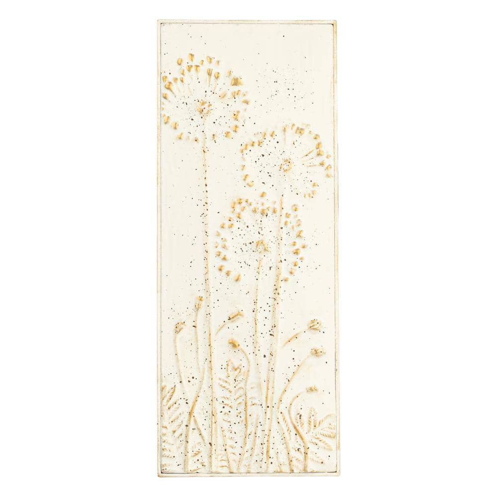 Aged White and Gold Floral Metal Wall Sculpture Set