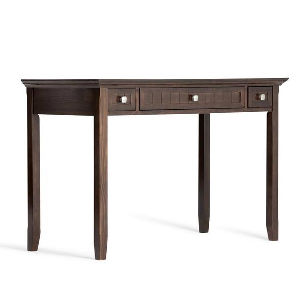 Simpli Home 48 in. Rectangular Tobacco Brown 2 Drawer Writing Desk with Solid Wood Material