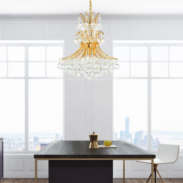 Princess 10 Light Down Chandelier With Gold Finish