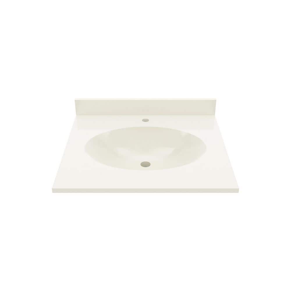 Bone Solid Surface Single Sink Bathroom Vanity Top with Backsplash