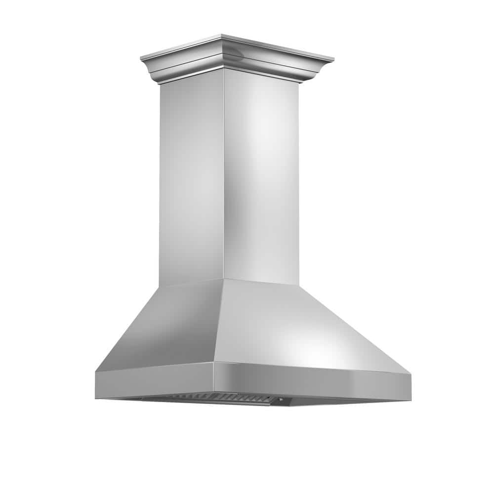 ZLINE Kitchen and Bath 36 in. 500 CFM Convertible Vent Wall Mount Range Hood with Crown Molding in Stainless Steel