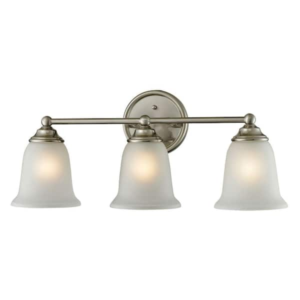 Titan Lighting Sudbury 3-Light Brushed Nickel Wall Mount Bath Bar Light