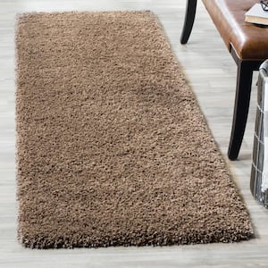 California Shag Taupe 2 ft. x 7 ft. Solid Runner Rug