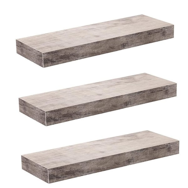 Cubilan 5.5 in. x 16.25 in. x 1.5 in. Gray Wood Decorative Wall Floating Shelves
