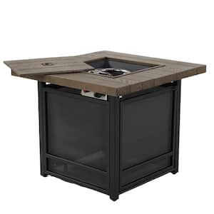 24.5 in. Brown Square Metal Propane Fire Pit Table with Volcanic Stone and CSA-Certified