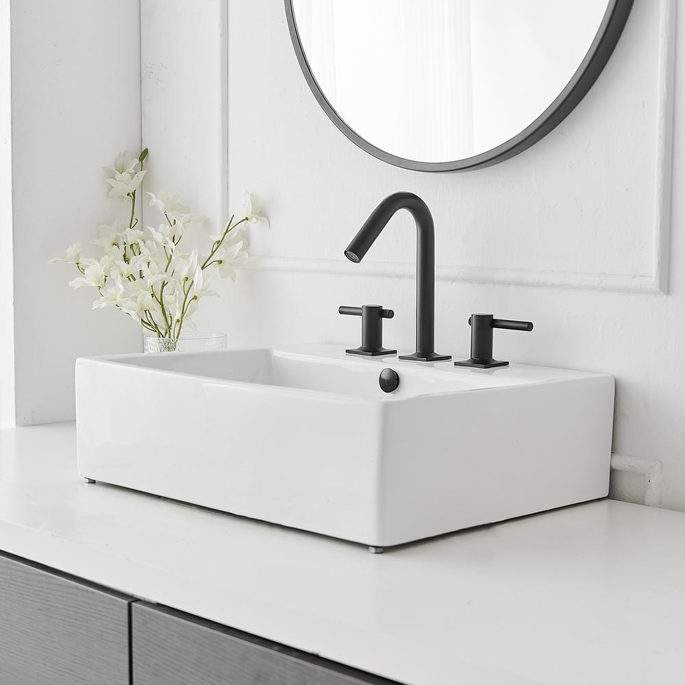 Matte Black 8-Inch Widespread Double Handle Bathroom Faucet
