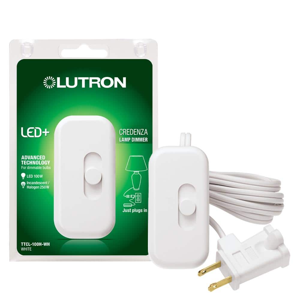blad vat Accommodatie Lutron Credenza 100-Watt Plug-In Lamp CFL-LED Dimmer - White TTCL-100H-WH -  The Home Depot