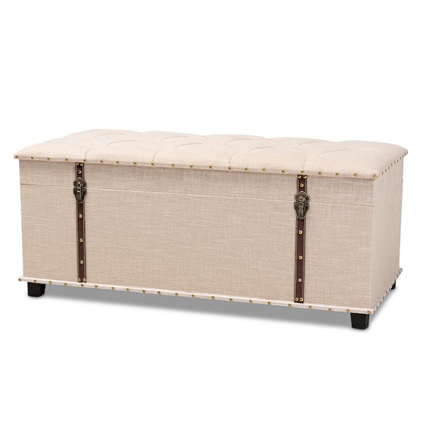 Baxton Studio Kyra Beige Storage Trunk Ottoman 161-10276-HD - The