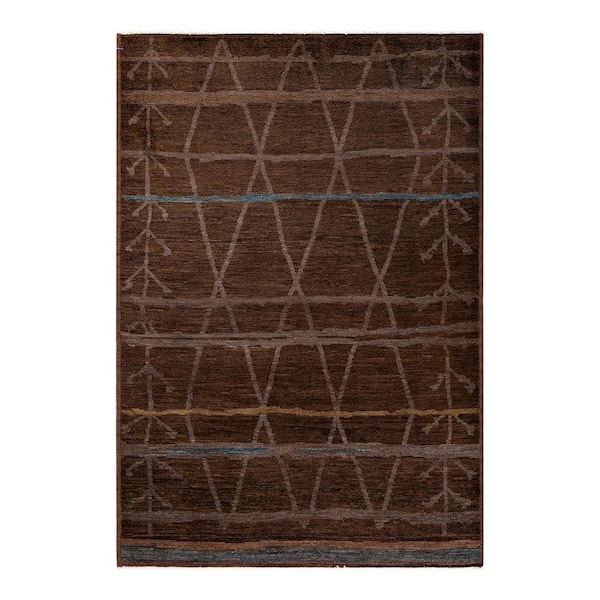 Overdyed Brown 6 ft. 2 in. x 8 ft. Wool Indoor Area Rug