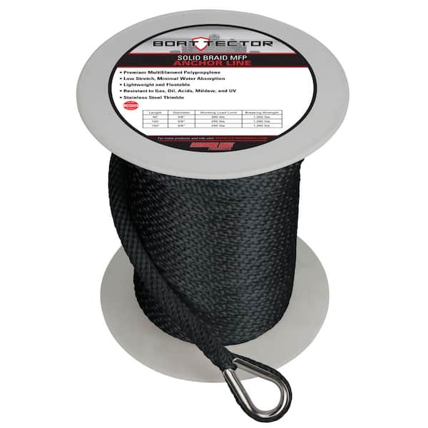 Extreme Max BoatTector 1/2 in. x 150 ft. Black Solid Braid MFP
