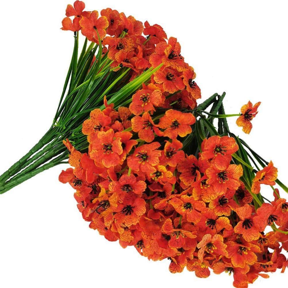 14 in. Orange 14 Bundles Artificial Other Fake Flowers Plastic