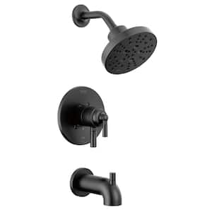 Saylor 1-Handle Wall Mount Tub and Shower Trim Kit in Matte Black (Valve Not Included)