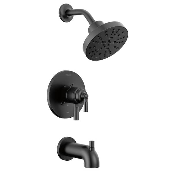 Delta Saylor 1-Handle Wall Mount Tub and Shower Trim Kit in Matte Black (Valve Not Included)
