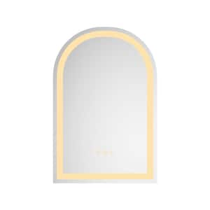 20 in. W x 30 in. H Arched LED Lighted Wall Bathroom Makeup Mirror with Anti-Fog Separately Control and Dimmer Function