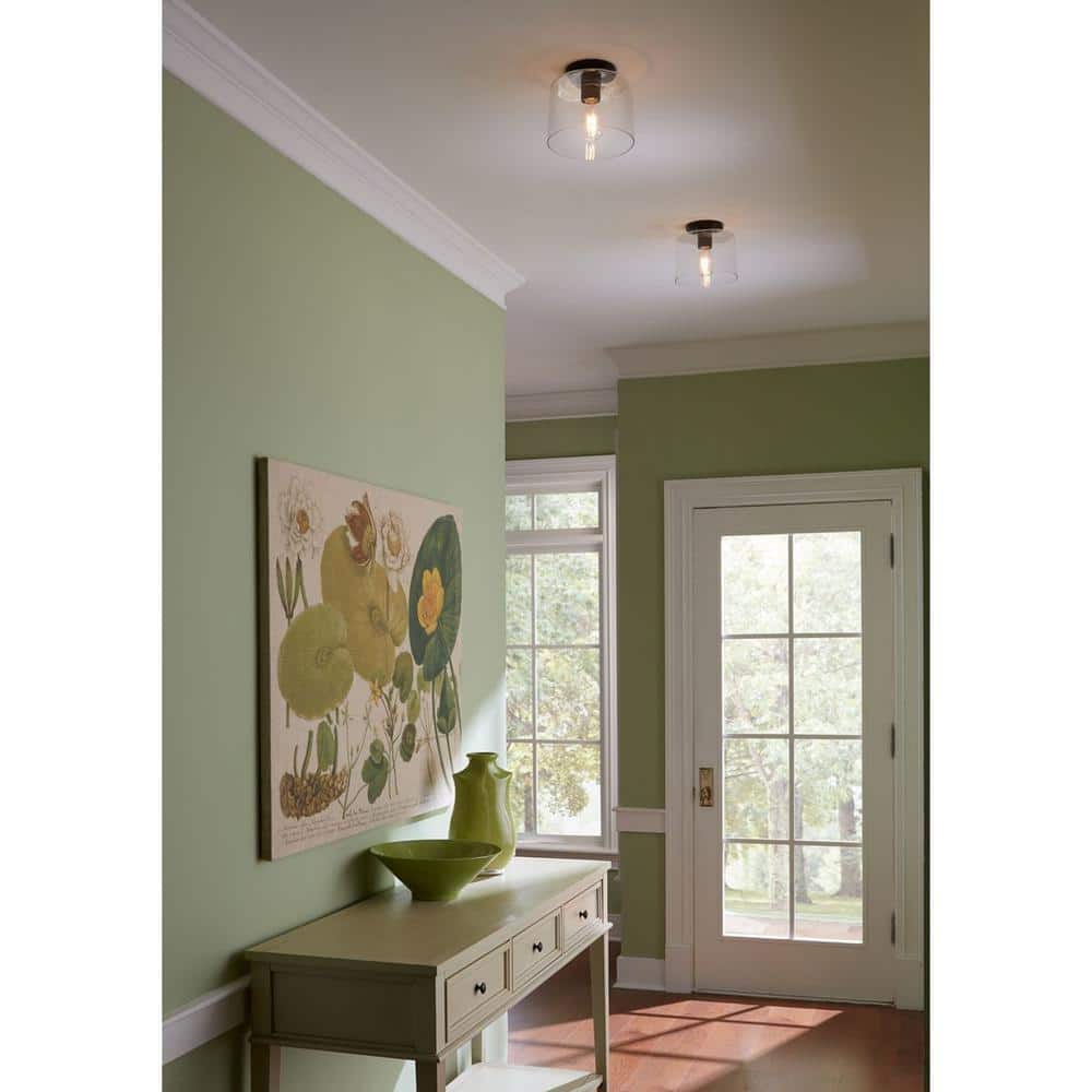 Adley Matte Black and Clear Glass Flush Mount Light