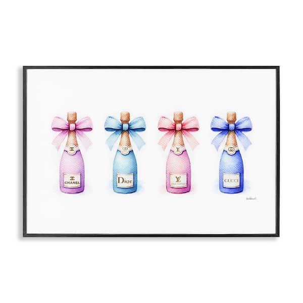 Stupell Industries Pastel Champagne Bottles by Amanda Greenwood Black Framed Food Giclee Art Print 12 in. x 18 in.