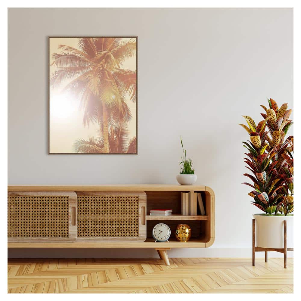 Sunkissed Palm Tree 32"x42" Bronze Framed Canvas Wall Art