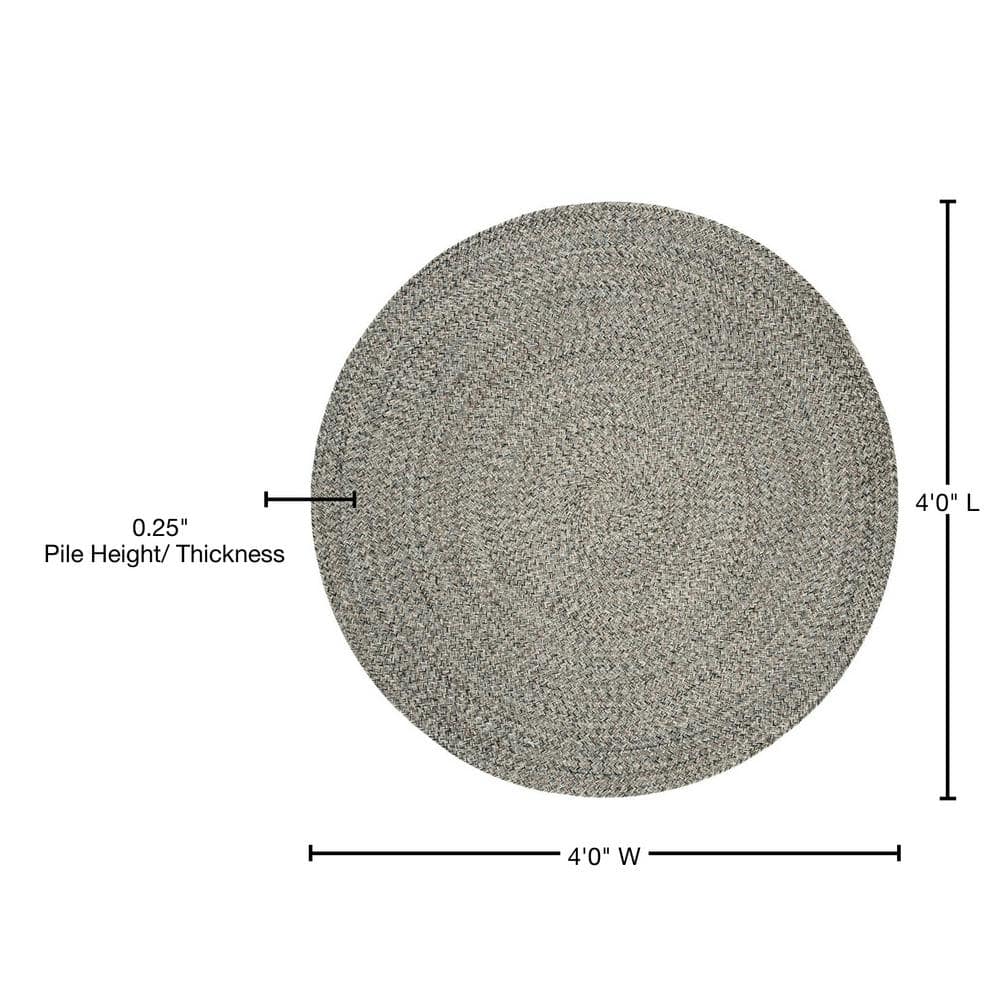 Braided BRD256 Hand Woven Indoor Area Rug - Ivory/Steel Grey - 4' Round - Safavieh