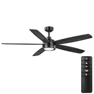 Driskol 60 in. White Color Changing LED Matte Black Smart Ceiling Fan with Light Kit and Remote Powered by Hubspace