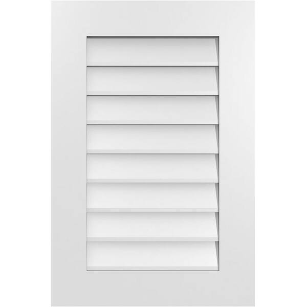 Ekena Millwork 20 in. x 30 in. Vertical Surface Mount PVC Gable Vent: Decorative with Standard Frame