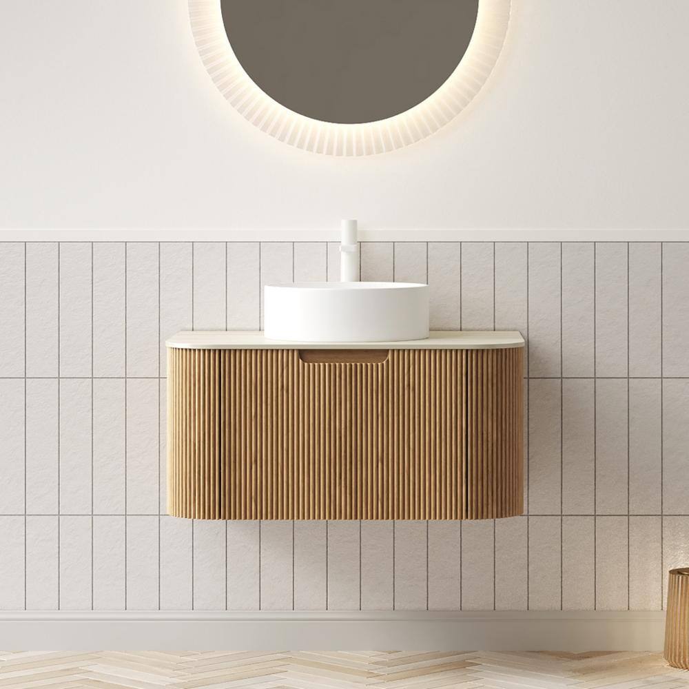 30 in.Single Sink Natural Wood Floating Bath Vanity,Beige Top,White Ceramic Basin,2 Soft-close Drawers price history on PriceWatchPro