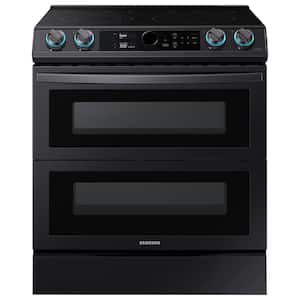 30 in. 6.3 cu.ft. 5 Burner Element Flex Duo Slide-In Electric Range with Smart Dial and AirFry in Black Stainless