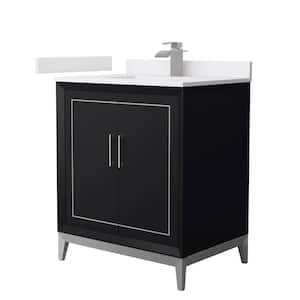 Marlena 30 in. W x 22 in. D x 35.25 in. H Single Bath Vanity in Black with White Cultured Marble Top