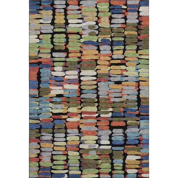Mayfield Premium Machine Washable Abstract AMF2349 Black 5 ft. x 7 ft. 6 in. Area Rug