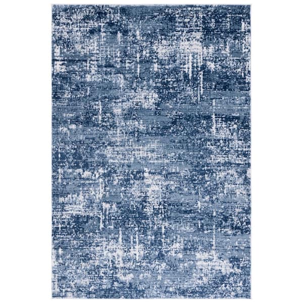 SAFAVIEH Amelia 8 ft. x 10 ft. Ivory/Dark Blue Abstract Distressed Area Rug