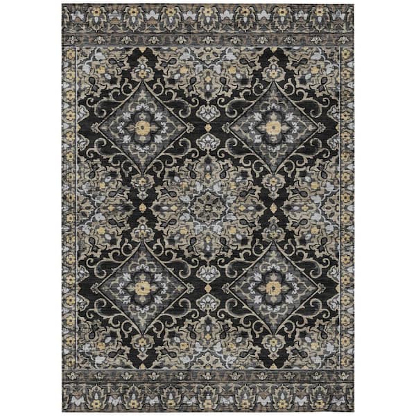 Chantille Machine Washable Indoor/Outdoor Abstract ACN3164 Black 3 ft. x 5 ft. Area Rug