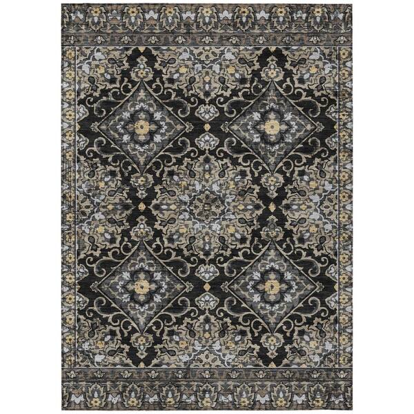 Chantille Machine Washable Indoor/Outdoor Abstract ACN3164 Black 5 ft. x 7 ft. 6 in. Area Rug