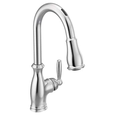 Brantford Single-Handle Smart Touchless Pull Down Sprayer Kitchen Faucet with Voice Control and Power Boost in Chrome