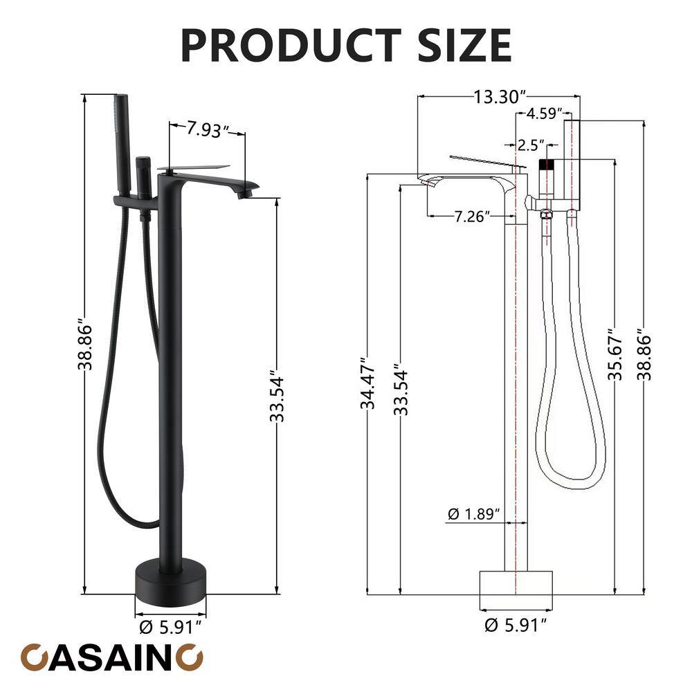 Matte Black Freestanding Tub Filler Faucet with Handheld Shower